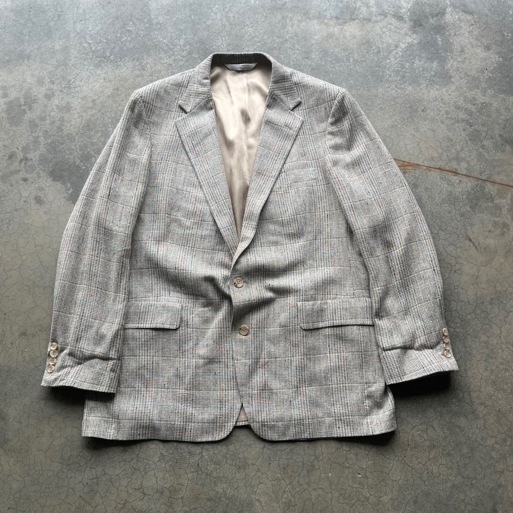 Sutter & Grant Vintage Glen Check Blazer Sport Coat USA Made Gray Multicolors